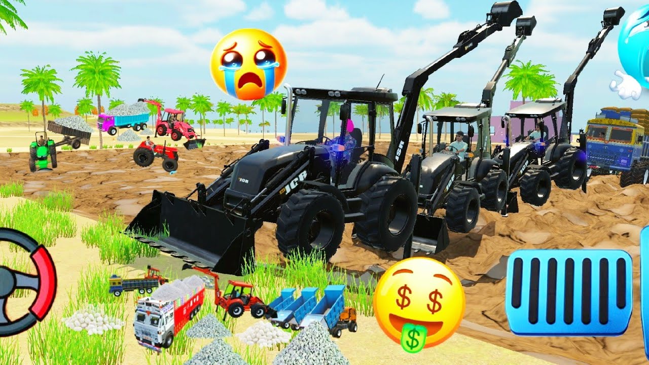 Harwaster stuck in mud tractor 🚜 jcb and truck 🚛 car 🚗 deriving simulator 3D 😱 indian games 🎮🎧
