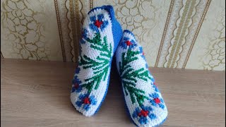 картинка: Вяжем тапочки 