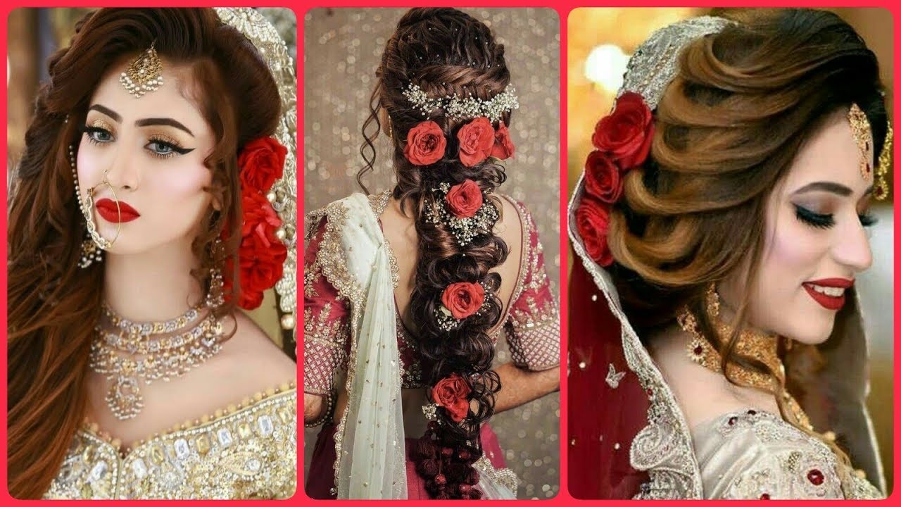 💕 World of Brides 💕 on Instagram: “Pretty loose hair adorned with Roses,  red dress and ofcours… | Bridal hairdo, Bride hairstyles, Bridal hairstyle  indian wedding