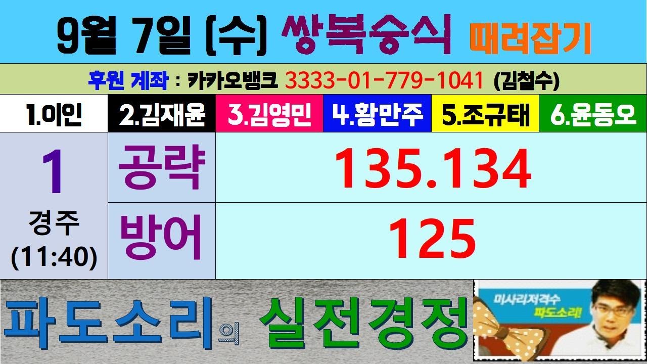 경정 파도소리의 쌍복승식 때려잡기 (09월 07일)