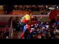 Benny the bull makes a huge mess after he hilariously trips and falls on the crowd 