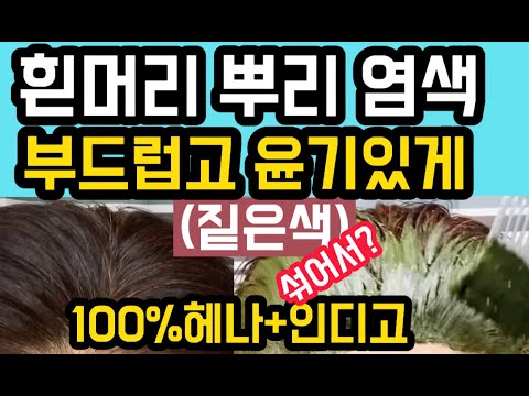 100% 헤나와인디고 섞어서 뿌리염색!!! 이렇게 하니 완벽하게 흰머리 염색이 되네? 유난히 머릿결이 부드럽고 윤기가 나는 이유는 뭘까요? 꼭한번 그대로 해보세요~~