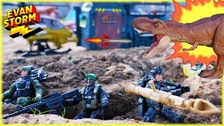 Soldier Force VS Dinosaurs Backyard Pretend Play With Evan Storm