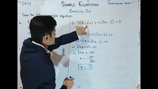 Question1,2,4 5, 6 and 7 Exercise 11a Solve the following simple equations.