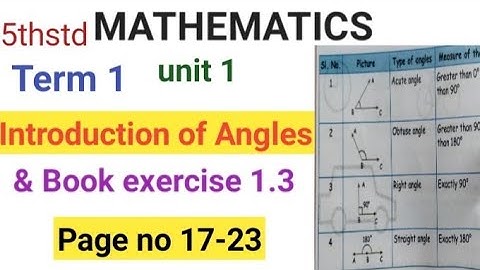 5th std Maths| Term 1 Unit-1| Introduction of Angles| Book exercise 1.3 |Page no 17-24