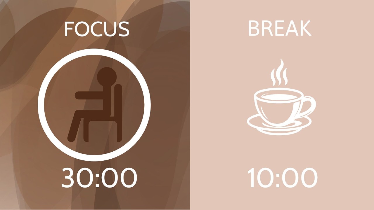 Pomodoro 30/10 Brown Noise | Deep Focus Timer 3 Hours | Study & Work ...
