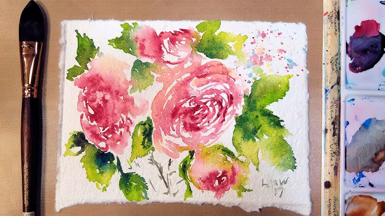 Loose Roses On Recycled Handmade Watercolor Paper From India - Youtube