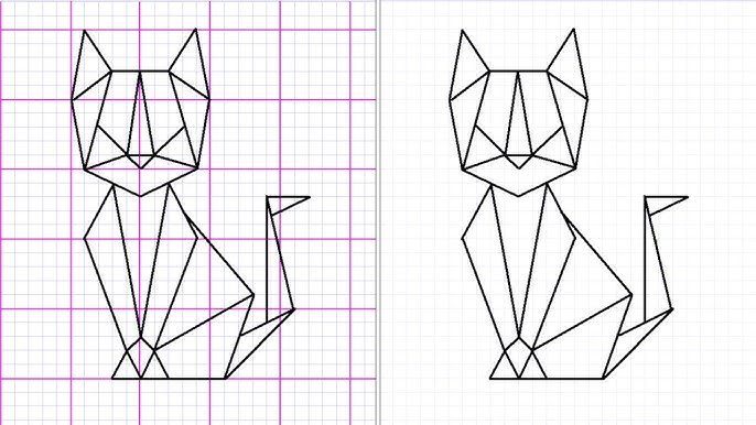 Cómo hacer el dibujo geométrico de un gato. Sobre cuadrícula. Muy fácil. -  thptnganamst.edu.vn