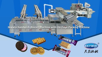 Skywin 2019 New Design Sandwich Biscuit Machine connected Trayless On Edge Packing Machine.