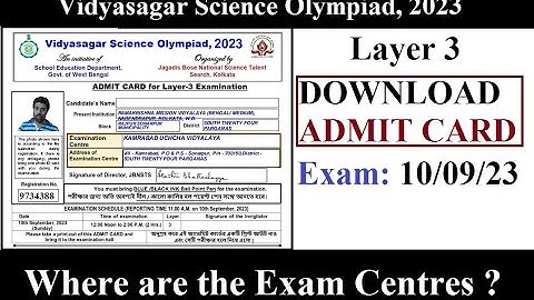 #VSO59, Layer 3, Exam Date Announced, DOWNLOAD ADMIT CARD, Vidyasagar Science Olympiad 2023