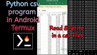 Python csv Program in Android | Termux [csv.reader(), csv.writer() & csv.writerow() methods] (Hindi)