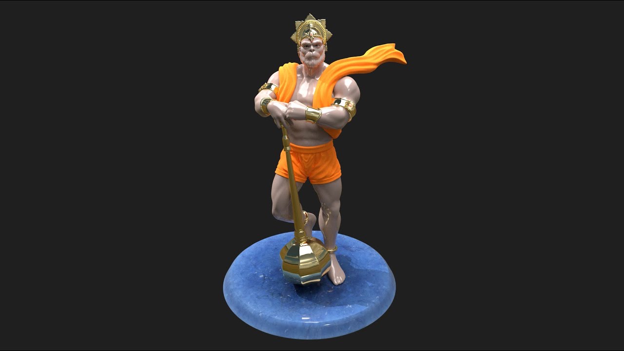 "Divine Strength: Lord Hanuman 3D Model Animation"