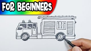 How to draw fire truck easy | Simple Drawings