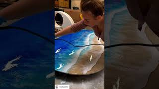 Huge ocean art table with 5 layers of ArtResin! #shorts