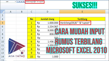 RUMUS TERBILANG MICROSOFT EXCEL 2010 || TUTORIAL CARA MEMASANG RUMUS TERBILANG PADA MICROSOFT EXCEL
