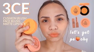 TRY-ON 3CE CUSHION BLUSH, FACE BLUSH & MATTE LIPSTICK