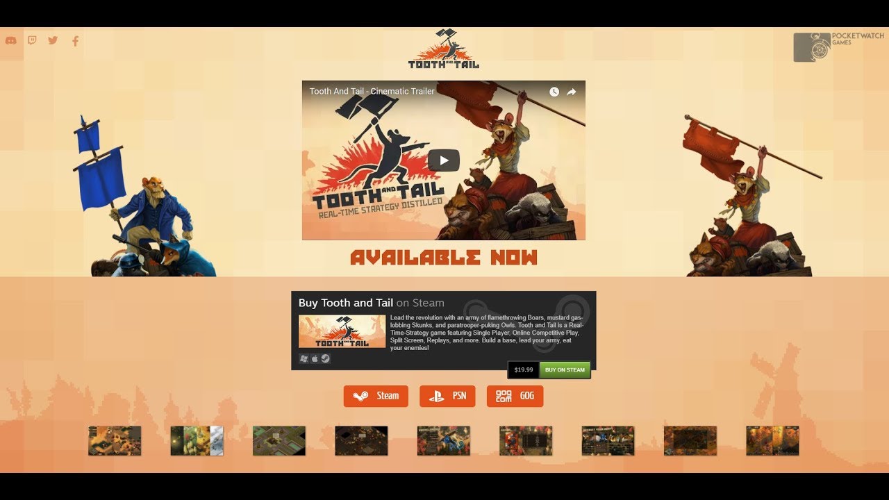 Today I will try new RTS, Tooth and Tail by Pocketwatch games