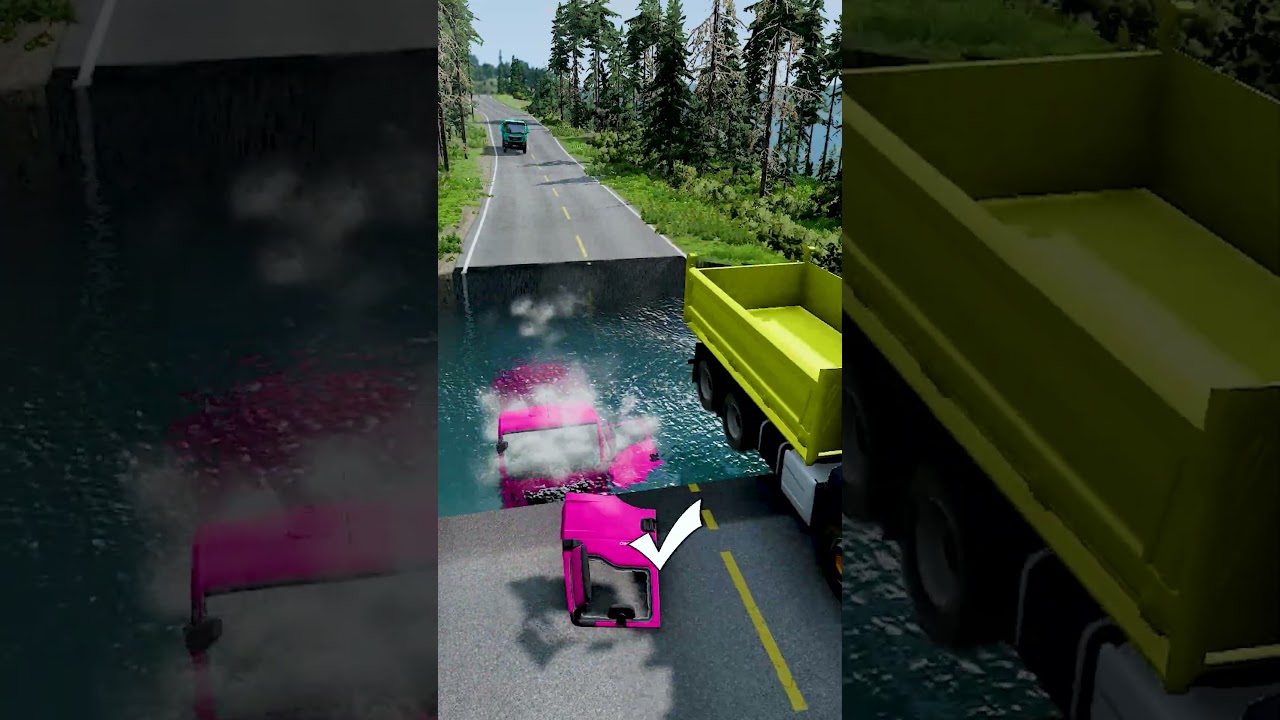 Dump trucks vs massive water pit #13 | 