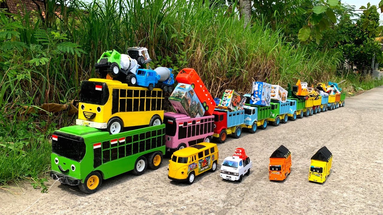 WADIDAW !! Mobil Truk Tronton Panjang Bongkar Mainan Mobil Mobilan Truk Molen, Forklif, Excavator