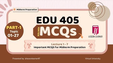 EDU405 Midterm MCQs Lectures 1 to 7 | Early Childhood Education  @thevirtualuniversityofpakistan