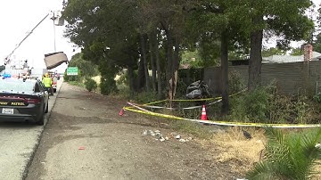 Raw video: Scene of fiery crash on Highway 680 in San Jose