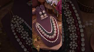 Jharokha Moissanite Polki Detachable Long Necklace Set #paldzigns #jewellery #polkijewelry