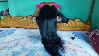 Beautiful Indian Woman Gorgeous Long Hair Play For Front Side | Hair Play For Thick Long Hair |