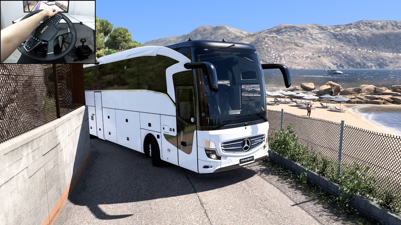 Mercedes Travego to beach resort in Greece - Euro Truck Simulator 2 | MOZA TSW