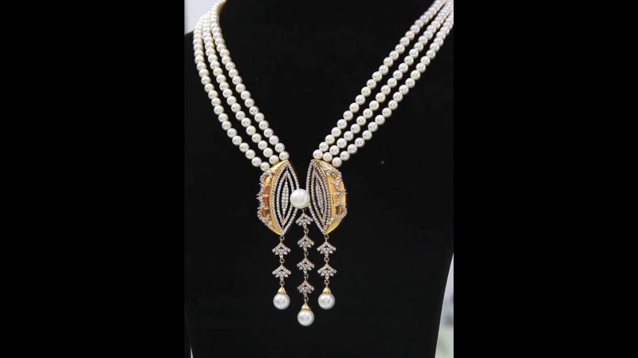 Designer Diamond & White Pearls Party Necklace Set on rent (A2204) - www.rentjewels.com