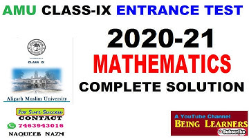 #AMU #CLASS-IX #ENTRANCE-TEST #2020-21 #MATHS #SOLUTION
