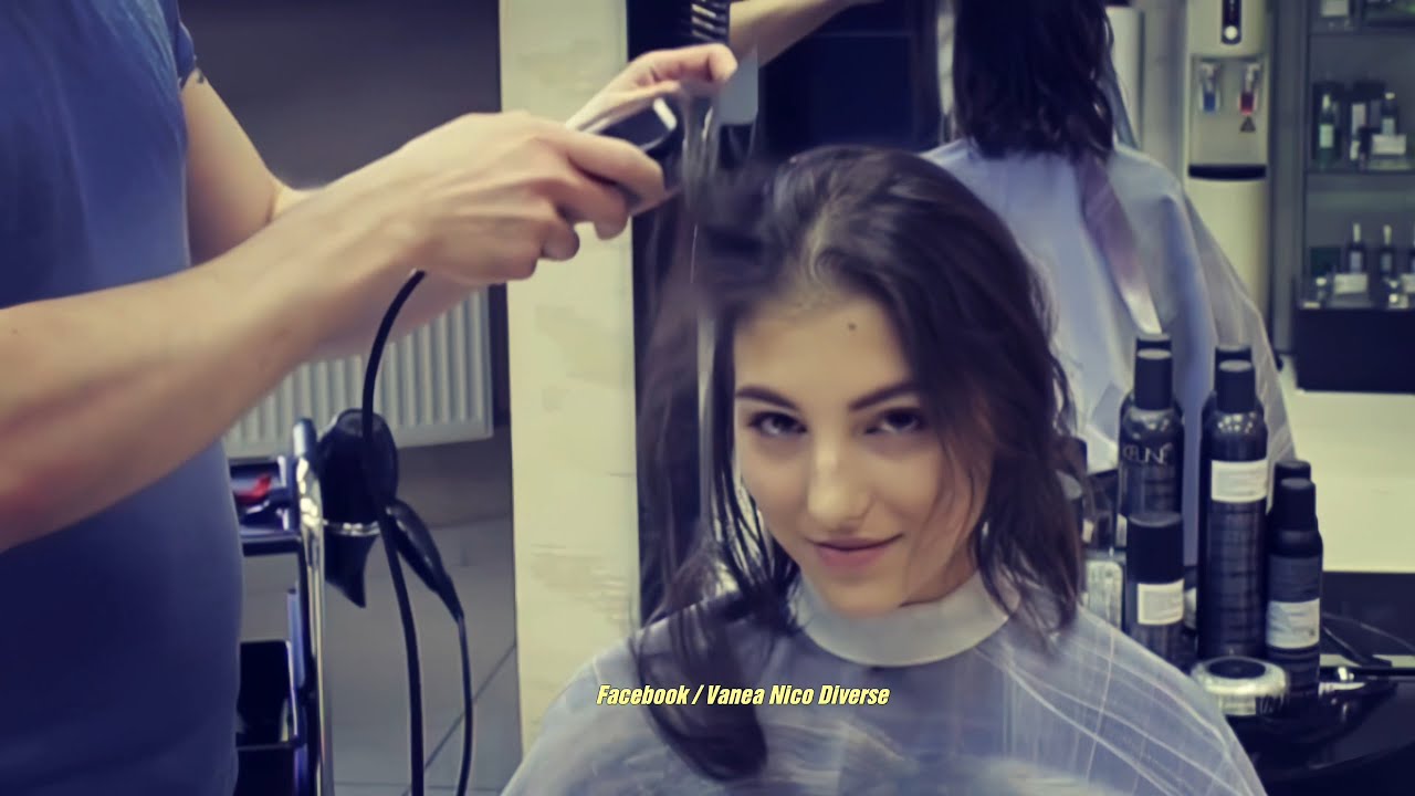 Messy brunette bob to buzzcut makeover in salon (HD remaster)