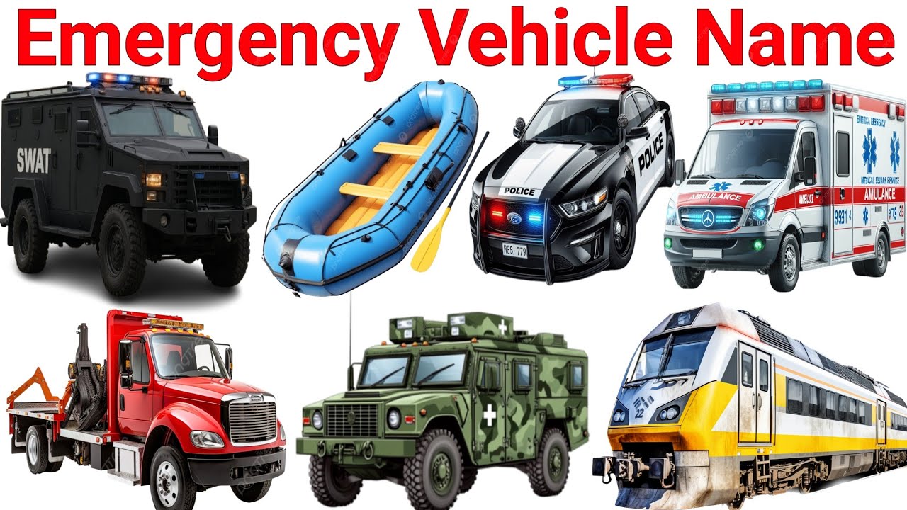 10 Emergency Vehicles for Kids 🚑🚒 | Learn Emergency Services with Pictures & Sounds