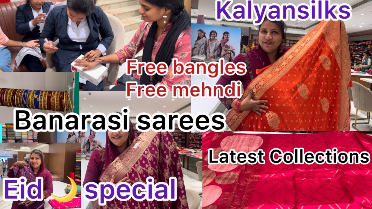 Kalyansilks Banarasi sarees latest collections wth price Eid special free bangles 