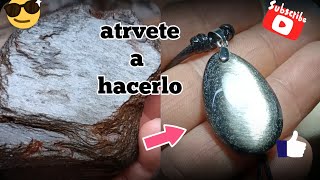 puliendo piedras naturales (obsidiana plateada) de lujo👌👌🙏