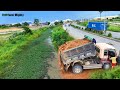 Processing Filling Up The Land, Road construction, Bulldozer MITSUBISHI BD2F, Dump Truck 5Ton