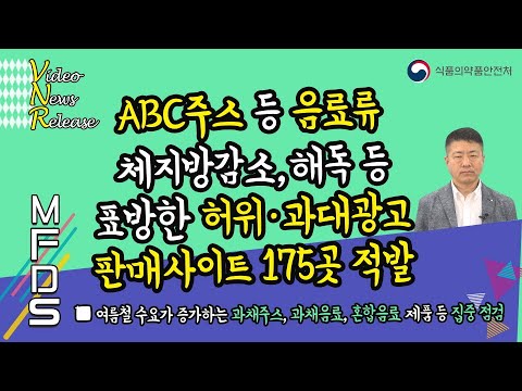 <strong>ABC주스</strong> 등 음료류에 체지방감소, 해독 등을 표방한 허위 과대광고 판매사이트 175곳 적발