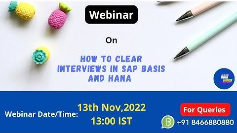 Webinar on How to Clear Interviews in SAP Basis and HANA #sap #sapbasis #hana #odiaengineer #linux