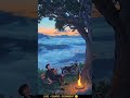 Peaceful Anime Night 🌙 | Calm Relaxing Aesthetic Relaxing Anime Evening View ✨ Calm Vibes #shorts