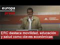 ERC fija movilidad, educación, salud, lengua y soberanía como "claves" para las cuentas