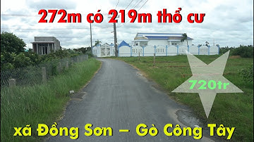 ➁➈➀➃ 272m đất mặt tiền có 219m thổ cư tại Đồng Sơn Gò Công Tây 720tr