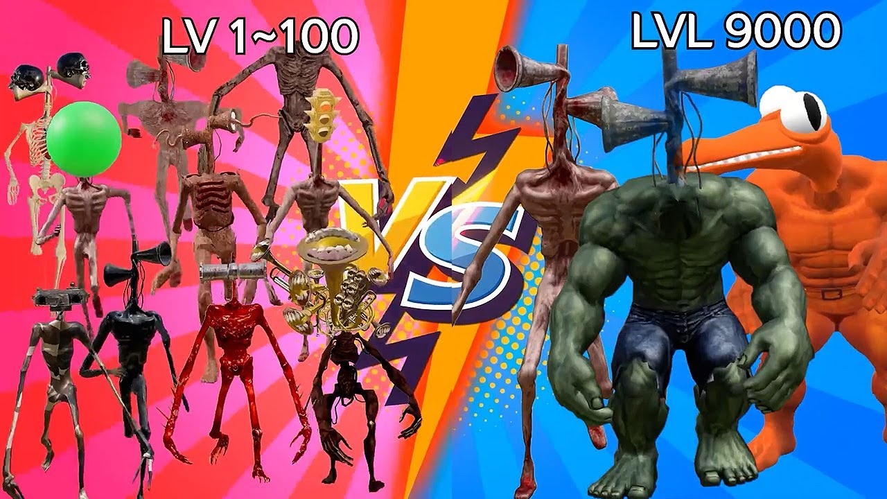 Team siren Head VS Siren Head Level up boss with team hulk