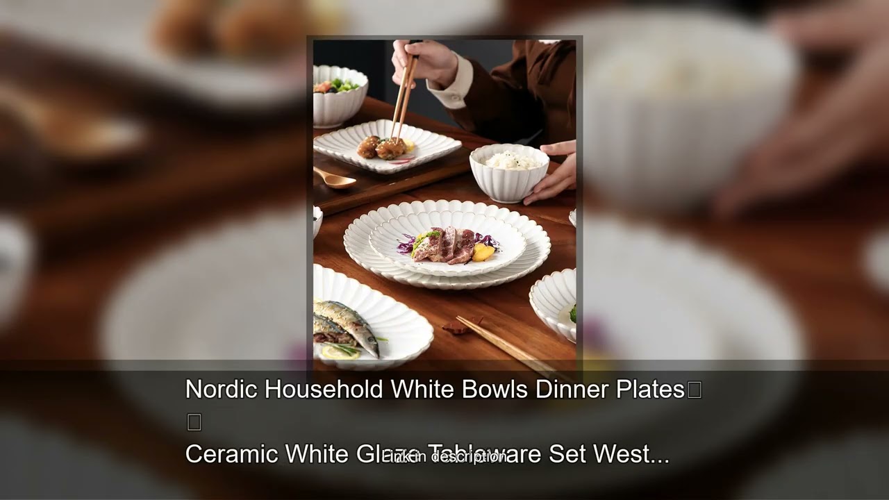 Nordic Household White Bowls Dinner Plates Ceramic White Glaze Tableware Set Western Steak Dish