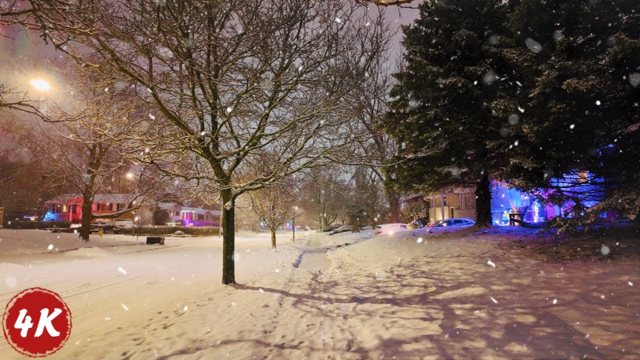 Heavy Snow Walk Through a Canadian Neighborhood | White Christmas | Relaxing Winter Sounds
