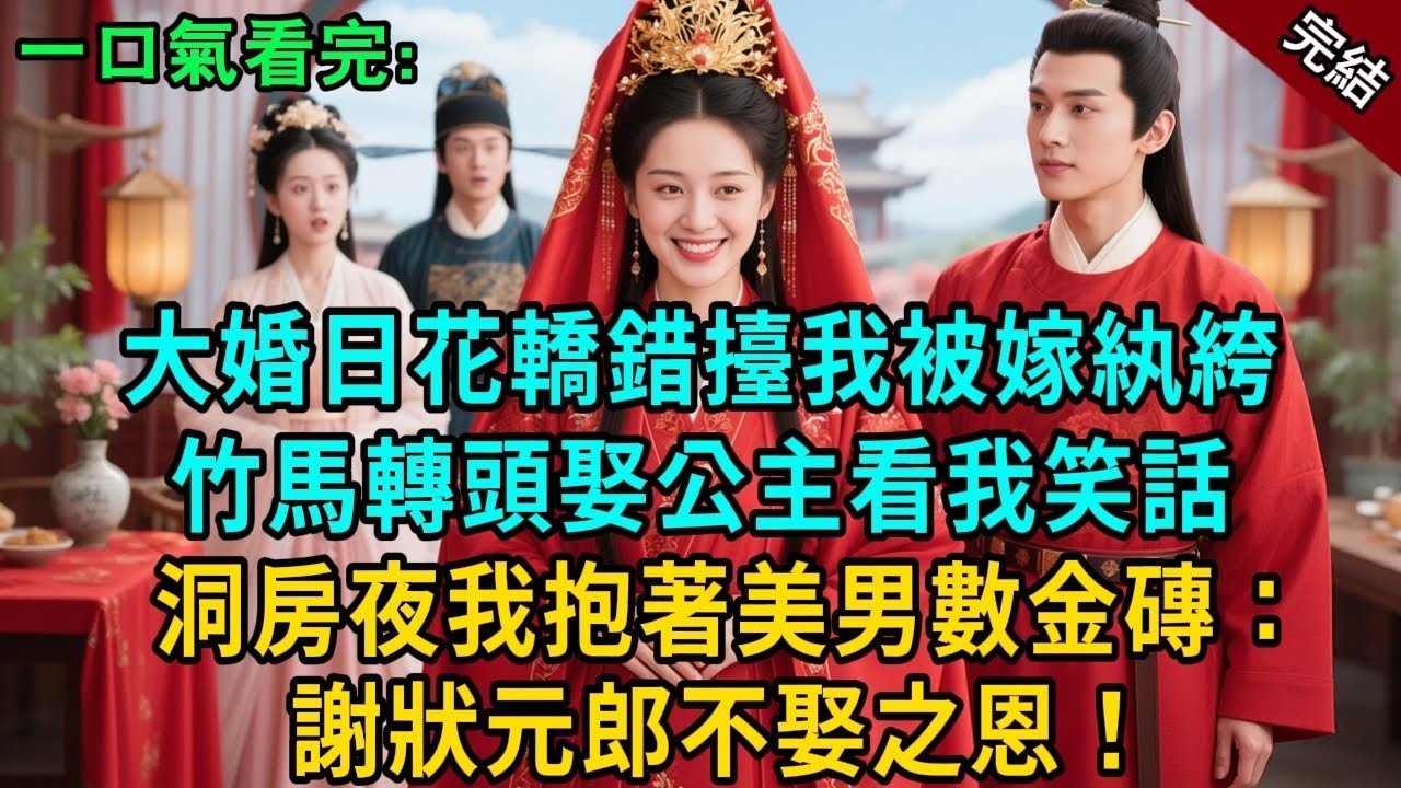 完結古言爽文：大婚日花轎錯擡我嫁紈絝，竹馬攀高枝以為我會哭斷腸。洞房夜我抱著美男夫君數金磚笑瘋了：謝狀元郎不娶之恩！#小説 #原創 #有聲小說 #古言 #爽文 #大女主 #逆襲 #反轉 #追妻火葬