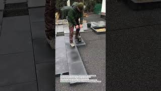 Vacuum Lifter Makes Heavy Paver Installation Look Effortless! #Construction #Paving #Tools