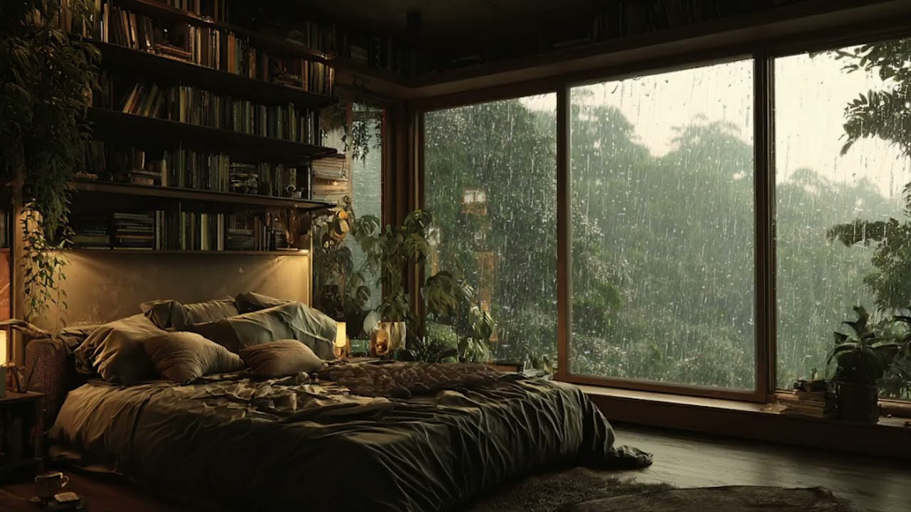 Thunder Rain In Annie's House – High-Rise Glass Apartment Relaxation 3Hours Relaxing