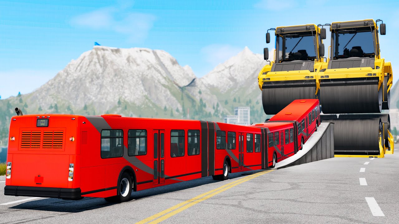 Giant Spinning Roller Crushes Cars - Beamng drive - YouTube