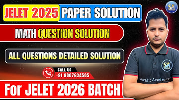 JELET 2025 Exam Math Questions Solution | Jelet 2025 Math Paper Previous Year Question Solution