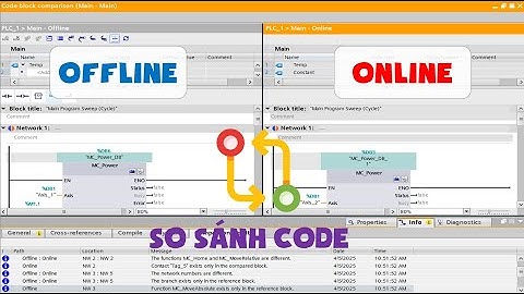 Tính Năng SO SÁNH CODE Trên TIA Portal Và Trong PLC Thật S7-1200