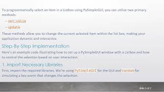 How to Programmatically Select Items in PySimpleGUI's Listbox